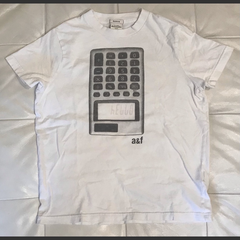 White Abercrombie Glow-In-The-Dark Calculator T-Shirt (Kids - XL) - Unisex Fit